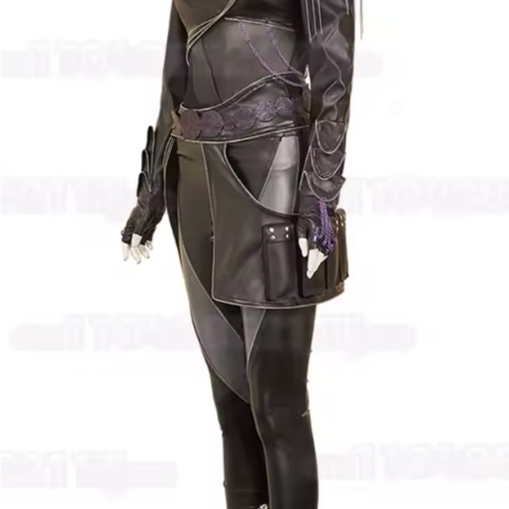 Kpop Demon Hunters - Rumi Women Black Battle Suit Costume Full Set With Wig - Picture 8 of 16